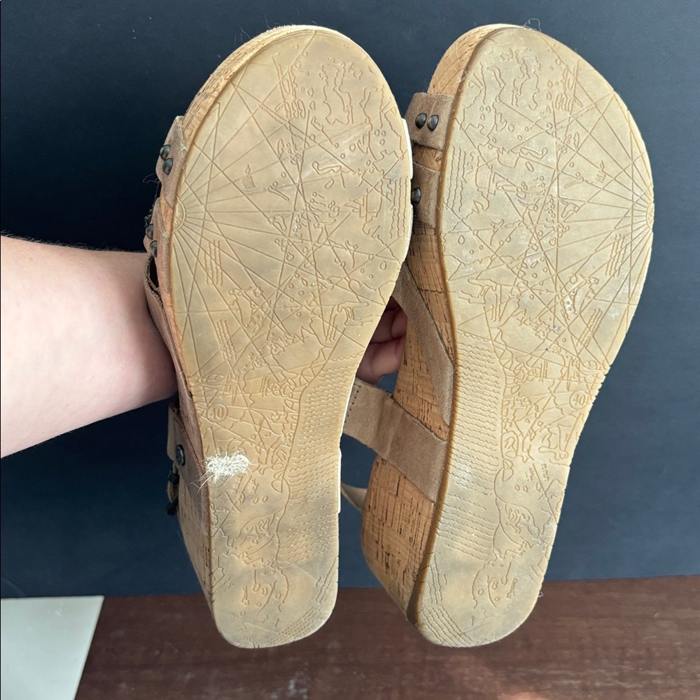 Bussola Beige Leather cork wedge Sandals - Picture 3 of 9